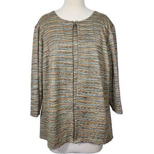 Alfred Dunner 2Fer Cardigan Top Blouse Women Plus 2X Stretch Colorful 3/4 Sleeve